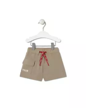 Хлопковые шорты-бермуды для мальчика с боковым карманом-карго Tous, цвет Topo