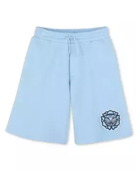 Хлопковые шорты-бермуды для мальчиков с эластичной талией и кулиской Kenzo Kids, голубой