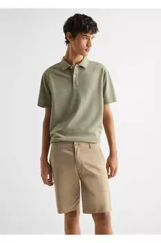 Хлопковые шорты-бермуды Mango, бежевый