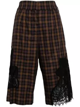 Хлопковые шорты-бермуды с кружевной отделкой Collina Strada, черный