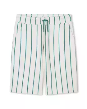 Хлопковые шорты-бермуды в полоску для мальчиков со шнурком Kenzo Kids, зеленый