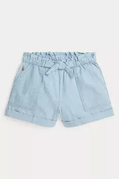 Хлопковые шорты для девочек из лагерной ткани шамбре Polo Ralph Lauren, синий