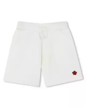 Хлопковые шорты для девочек на шнурке Kenzo Kids, белый