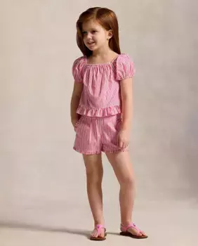 Хлопковые шорты для девочек с эластичным поясом Polo Ralph Lauren, цвет Rosa