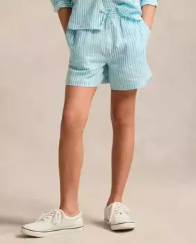 Хлопковые шорты для девочек с эластичным поясом Polo Ralph Lauren, голубой