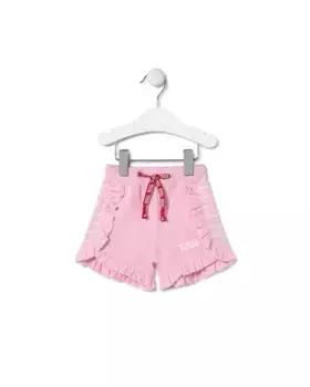 Хлопковые шорты для девочек с оборками и логотипом снизу Tous, розовый