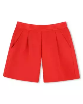 Хлопковые шорты для девочек со складками Kenzo Kids, красный