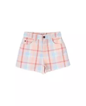 Хлопковые шорты для девочки с клетчатым принтом Knot, оранжевый