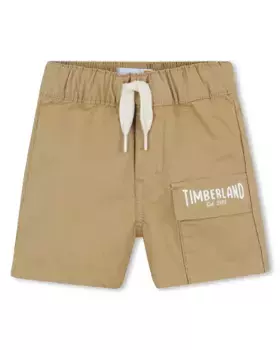 Хлопковые шорты для мальчика с карманом-карго Timberland, бежевый