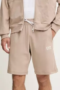 Хлопковые шорты Ea7 Emporio Armani, бежевый