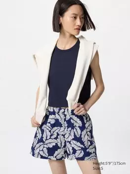 Хлопковые шорты easy (с принтом) Uniqlo, синий