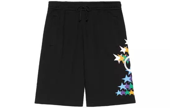 Шорты хлопковые Gucci Interlocking G Star Flash Print, черный