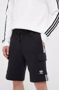 Хлопковые шорты карго с 3 полосками Adicolor Classics adidas Originals, черный