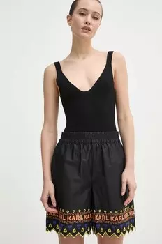 Хлопковые шорты Karl Lagerfeld, черный