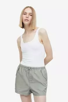 Хлопковые шорты-парашюты H&M, светло-зеленый хаки