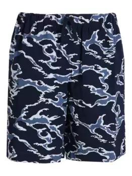 Хлопковые шорты с камуфляжным принтом океана KENZO, синий