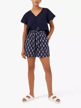 Хлопковые шорты с поясом и принтом Great Plains, индиго/мульти