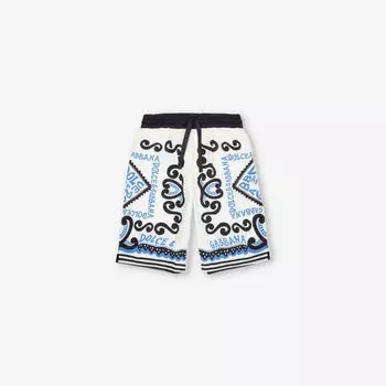 Хлопковые шорты с принтом бандана и резинкой на талии 5-12 лет Dolce & Gabbana, цвет dg marina f.azzurro