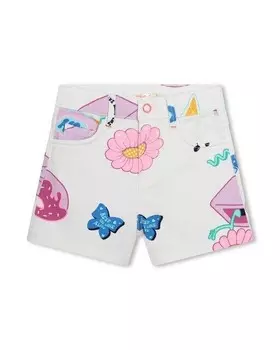 Хлопковые шорты с принтом для девочек Billieblush, белый
