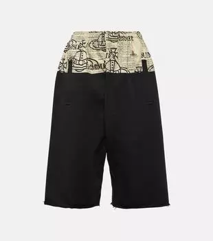 Хлопковые шорты с принтом «Кунг-фу» Vivienne Westwood, черный