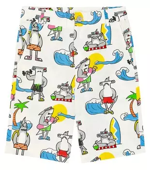 Хлопковые шорты с принтом Stella Mccartney Kids, белый