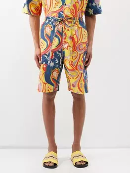 Хлопковые шорты с принтом x no vacancy inn galactic Marni, синий