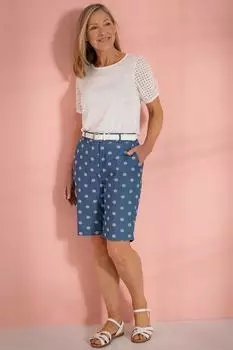 Хлопковые шорты с вышивкой и поясом Anna Rose, синий