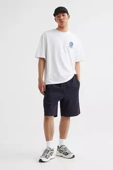 Хлопковые шорты свободного кроя H&amp;M, военно-морской