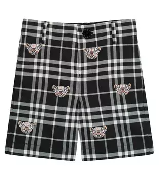 Хлопковые шорты в клетку Thomas Bear Burberry, черный