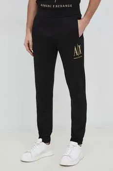 Хлопковые спортивные брюки Armani Exchange, черный