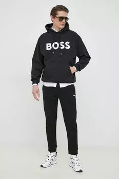 Хлопковые спортивные брюки BOSS BOSS GREEN Boss Green, черный