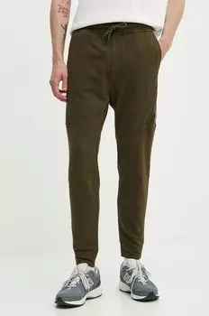Хлопковые спортивные брюки Diagonal Raised Fleece C.P. Company, зеленый