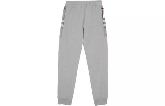 Хлопковые спортивные брюки с клетчатыми вставками Burberry, серый
