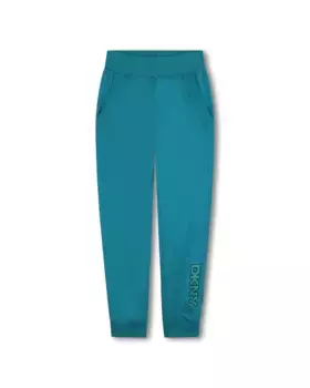 Хлопковые спортивные брюки с логотипом на штанине DKNY, цвет Verde Agua