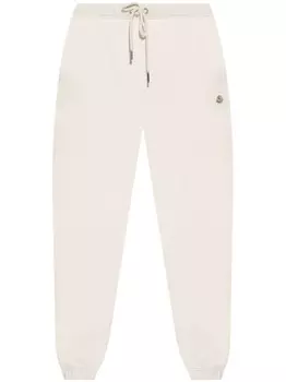Хлопковые спортивные брюки с нашивкой-логотипом Moncler, белый