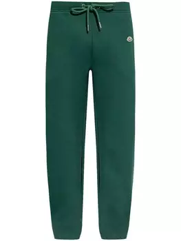 Хлопковые спортивные брюки с нашивкой-логотипом Moncler, зеленый