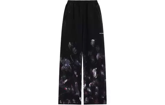 Хлопковые спортивные брюки с живописным принтом WE11DONE, черный