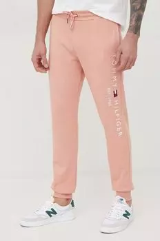 Хлопковые спортивные брюки Tommy Hilfiger, розовый