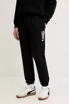Хлопковые спортивные брюки Tommy Jeans, черный