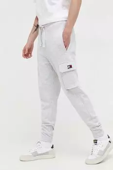 Хлопковые спортивные брюки Tommy Jeans, серый