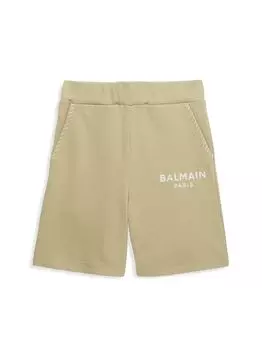 Хлопковые спортивные шорты с логотипом для маленьких девочек Balmain