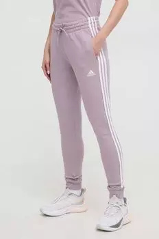 Хлопковые спортивные штаны adidas, фиолетовый