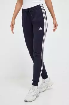 Хлопковые спортивные штаны adidas, темно-синий