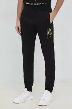 Хлопковые спортивные штаны Armani Exchange, черный