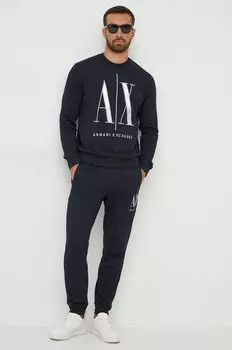 Хлопковые спортивные штаны Armani Exchange, темно-синий