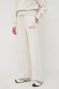 Хлопковые спортивные штаны Boss Orange, бежевый