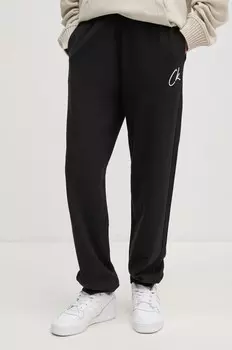 Хлопковые спортивные штаны Calvin Klein Jeans, черный