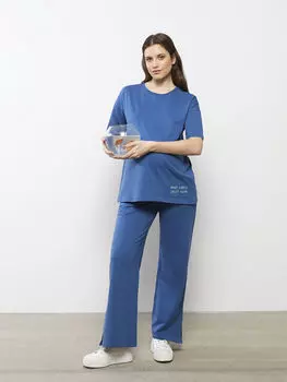 Хлопковые спортивные штаны для беременных со вставками на животе и простыми карманами LC Waikiki Maternity