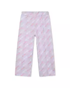 Хлопковые спортивные штаны для девочек с монограммным принтом Kenzo Kids, цвет Lila