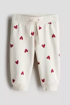 Хлопковые спортивные штаны H&M, белый